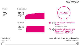 speedtest showing 81.2 Mbps download speed